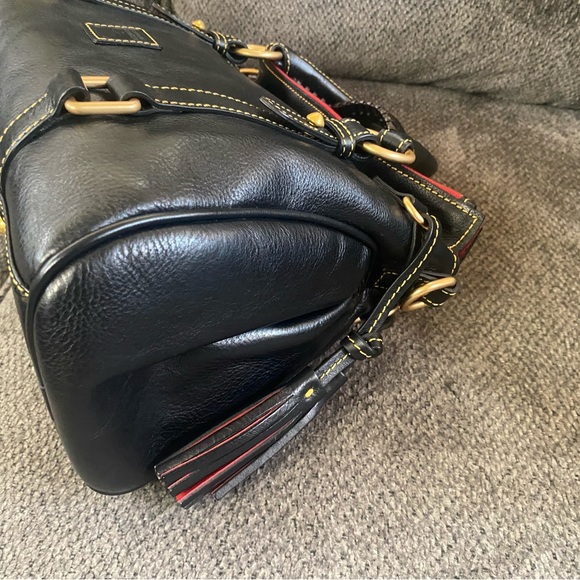 Dooney & Bourke Black Florentine Leather Satchel with Gold Hardware - Picture 4 of 8